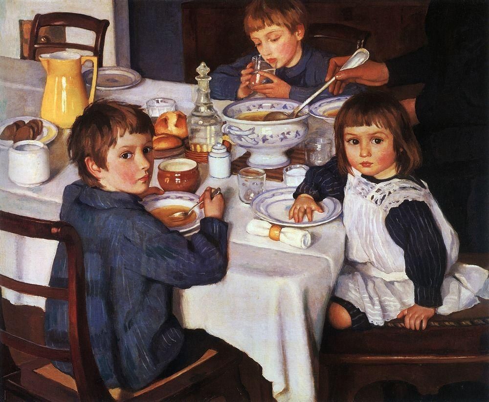 Zinaida Yevgenyevna Serebriakova - At dinner - 1914